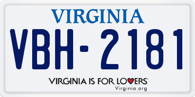 VA license plate VBH2181