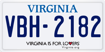 VA license plate VBH2182