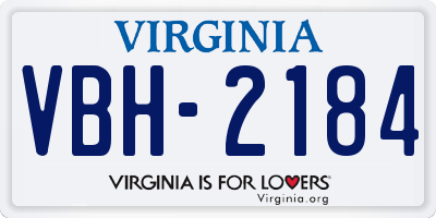 VA license plate VBH2184