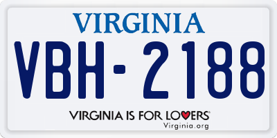 VA license plate VBH2188