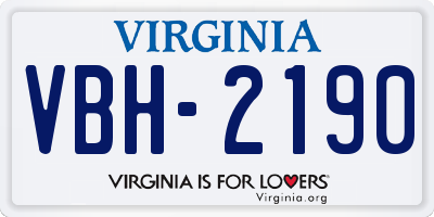 VA license plate VBH2190