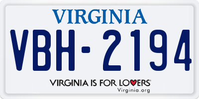 VA license plate VBH2194
