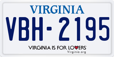 VA license plate VBH2195