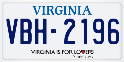 VA license plate VBH2196