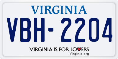 VA license plate VBH2204