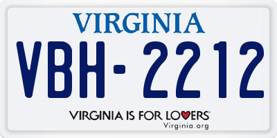 VA license plate VBH2212
