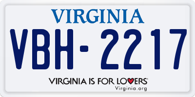 VA license plate VBH2217