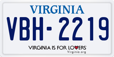 VA license plate VBH2219