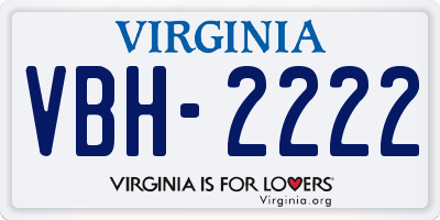 VA license plate VBH2222
