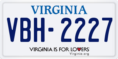 VA license plate VBH2227