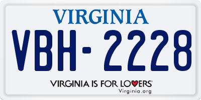 VA license plate VBH2228
