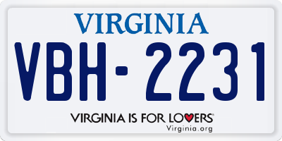 VA license plate VBH2231