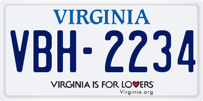 VA license plate VBH2234