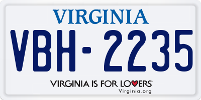VA license plate VBH2235