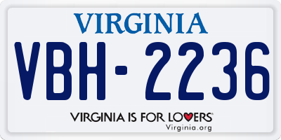 VA license plate VBH2236