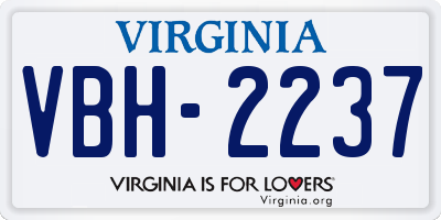 VA license plate VBH2237