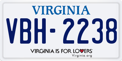 VA license plate VBH2238