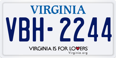 VA license plate VBH2244