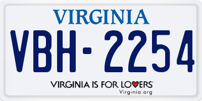 VA license plate VBH2254
