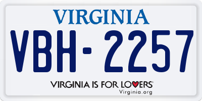 VA license plate VBH2257