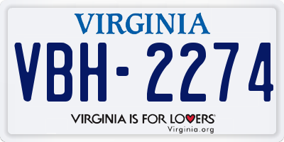 VA license plate VBH2274
