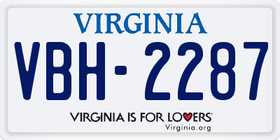 VA license plate VBH2287