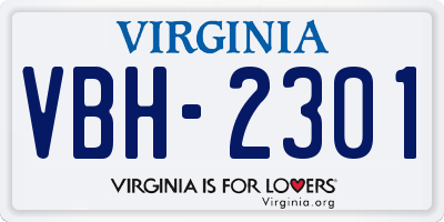 VA license plate VBH2301
