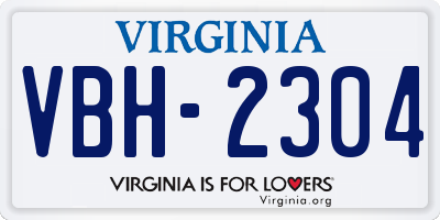 VA license plate VBH2304