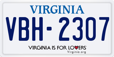VA license plate VBH2307