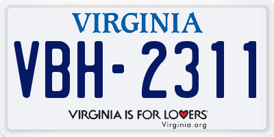 VA license plate VBH2311