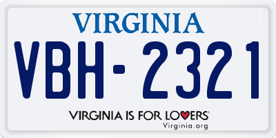 VA license plate VBH2321