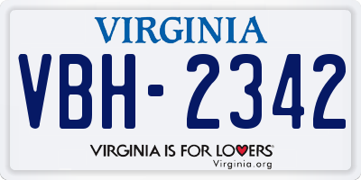 VA license plate VBH2342