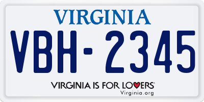 VA license plate VBH2345