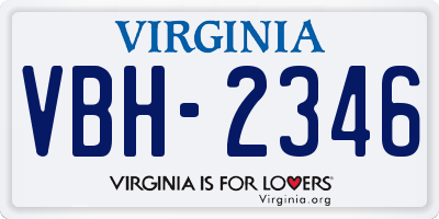 VA license plate VBH2346