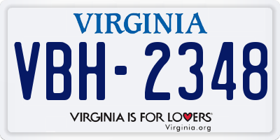 VA license plate VBH2348