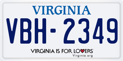 VA license plate VBH2349