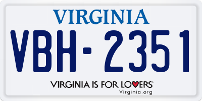 VA license plate VBH2351