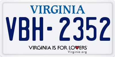 VA license plate VBH2352