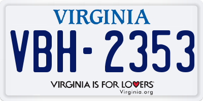 VA license plate VBH2353