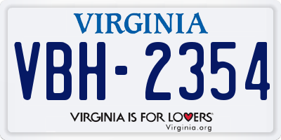 VA license plate VBH2354
