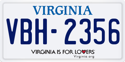 VA license plate VBH2356