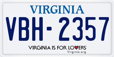 VA license plate VBH2357