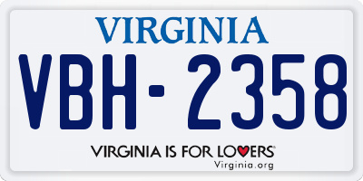 VA license plate VBH2358