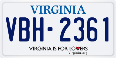 VA license plate VBH2361