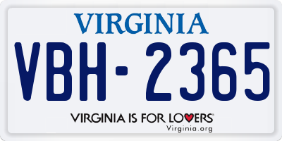 VA license plate VBH2365