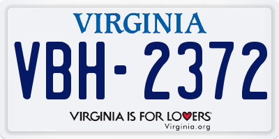 VA license plate VBH2372