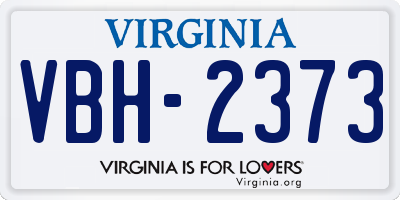 VA license plate VBH2373