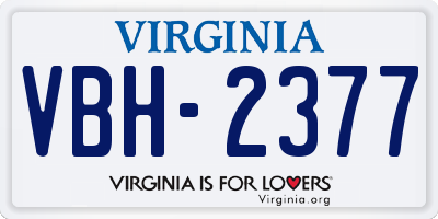 VA license plate VBH2377