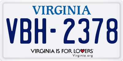 VA license plate VBH2378