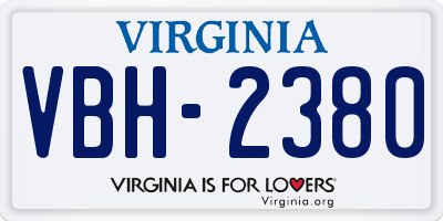 VA license plate VBH2380